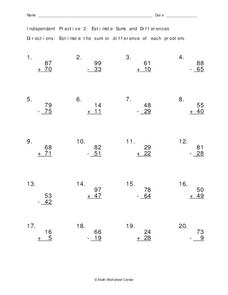 Estimate Sums and Differences Worksheet for 6th Grade | Lesson Planet