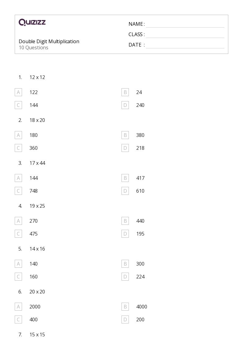 50+ Multi-Digit Multiplication worksheets for 2nd Year on Quizizz ...