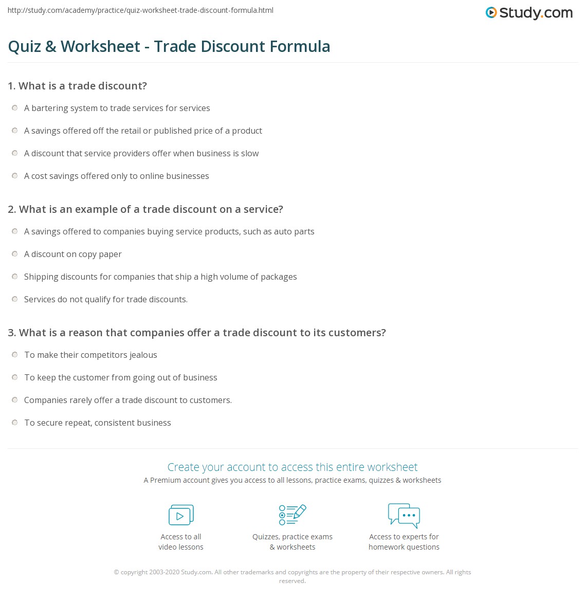 double discount worksheet answers