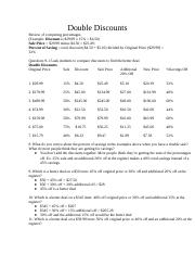 double discount worksheet answers