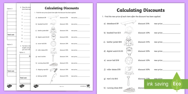double discounts worksheet answers