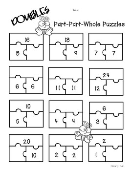 Doubles Facts Part-Part-Whole Practice Worksheet Leveled Pack by 4 ...