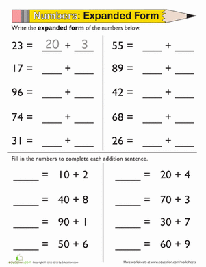 Expanded Form: Double Digits | Interactive Worksheet 
