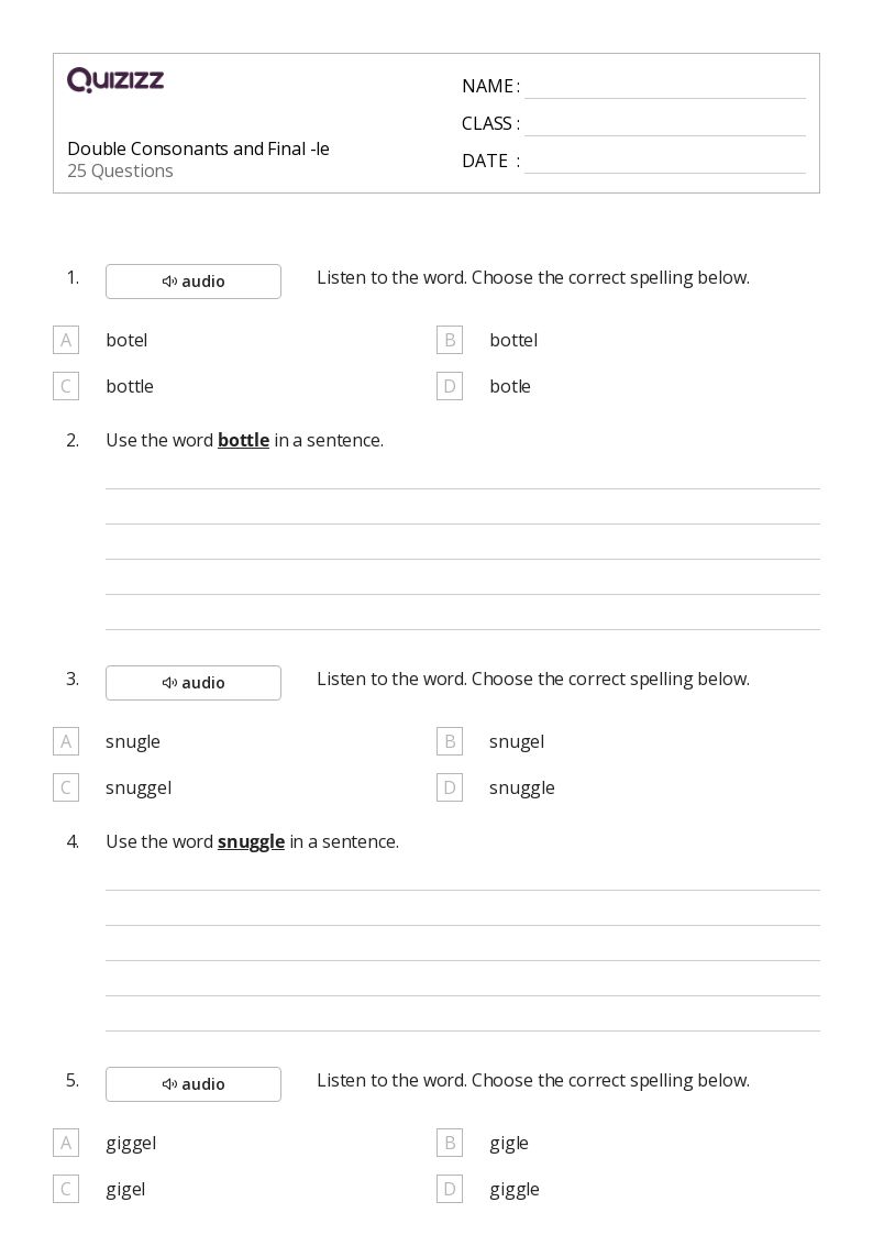 50+ Double Consonants worksheets for 4th Year on Quizizz | Free ...