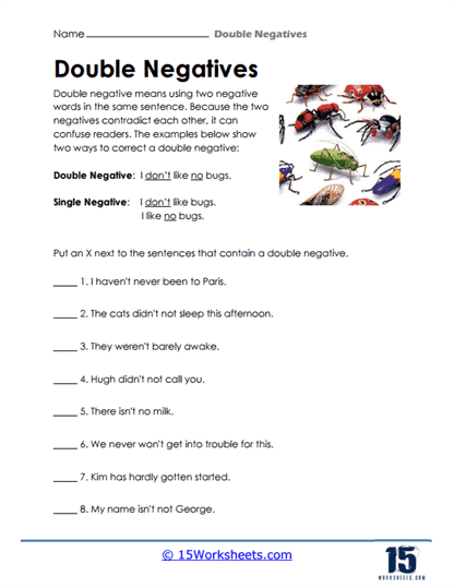 Double Negatives Worksheets - 15 Worksheets Library