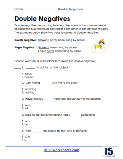 Double Negatives Worksheets - 15 Worksheets Library