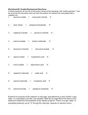 5c Single and Double Replacement Reactions Answers | PDF
