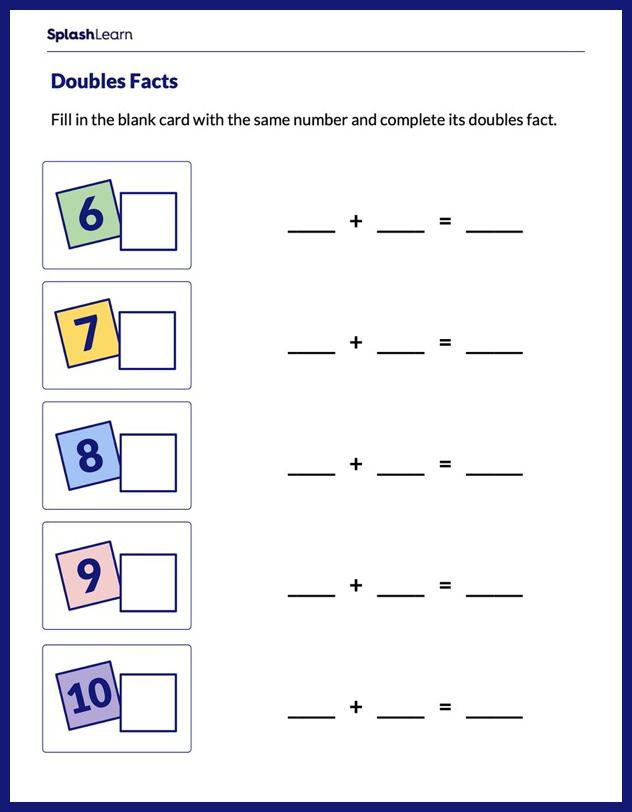Doubles and Near Doubles Addition Strategy Worksheets for Kids Online