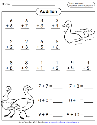 Doubles Plus 1 - Addition Worksheets