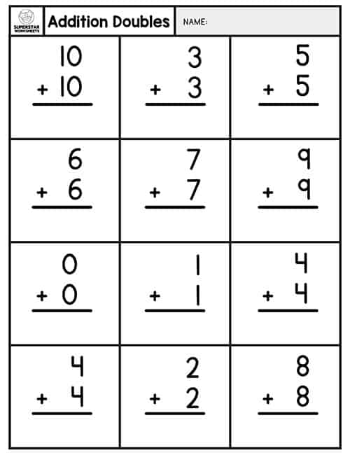 doubles addition facts worksheet