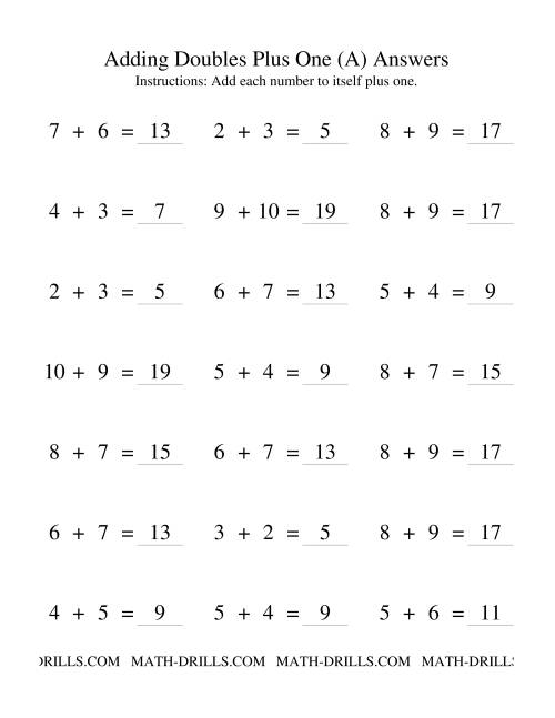 Adding Doubles Plus One (A)