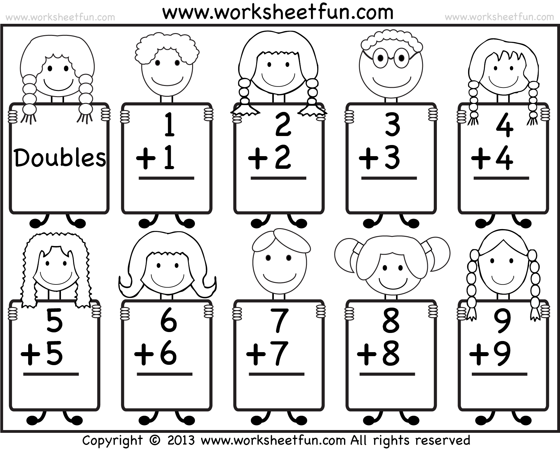 Addition Doubles Facts - Beginner Addition worksheet / FREE ...
