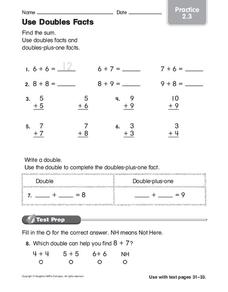 doubles facts worksheet 2nd grade