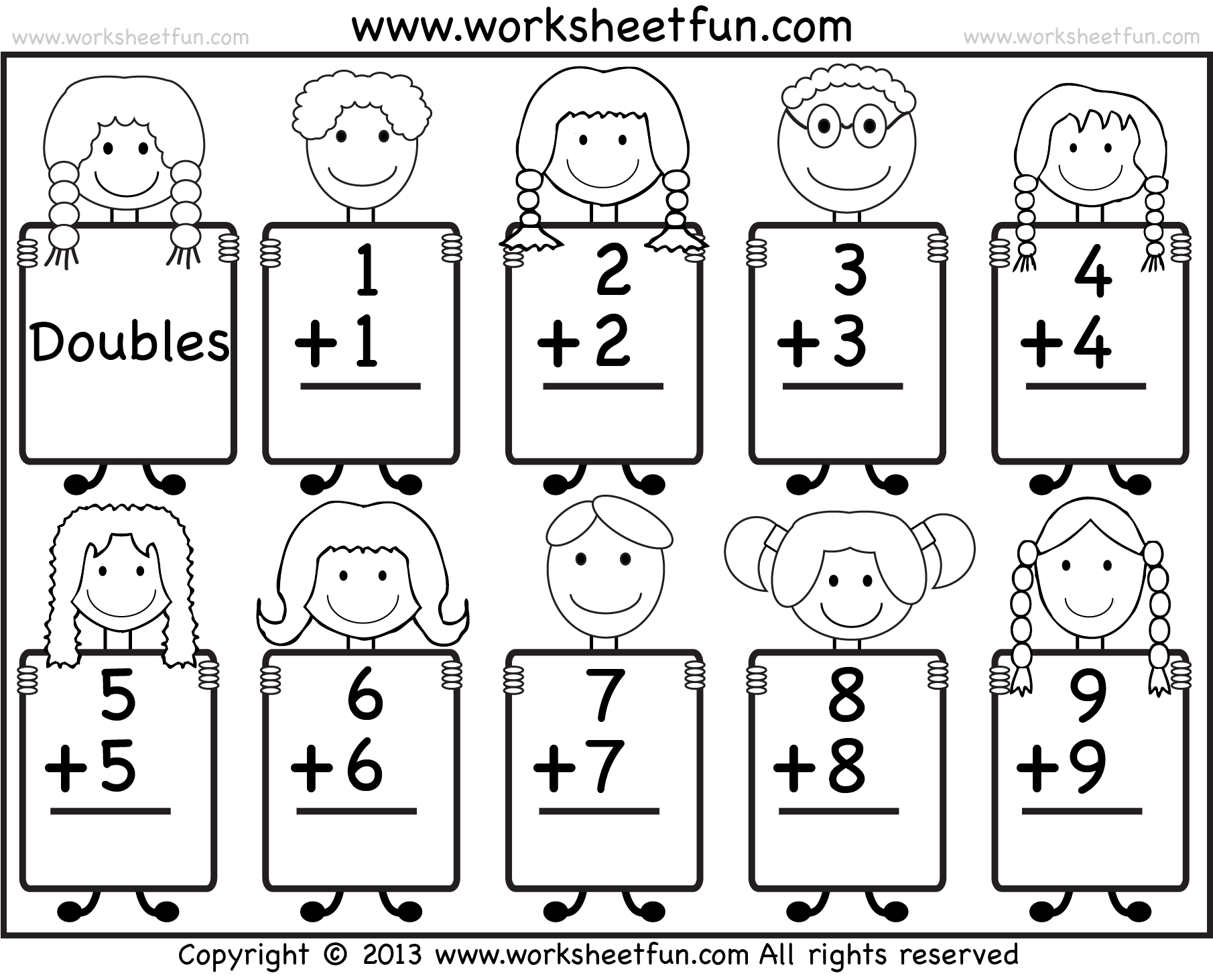 Addition Doubles Facts - Beginner Addition worksheet / FREE ...