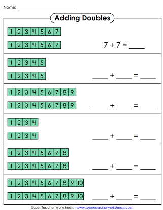 doubles math facts worksheet