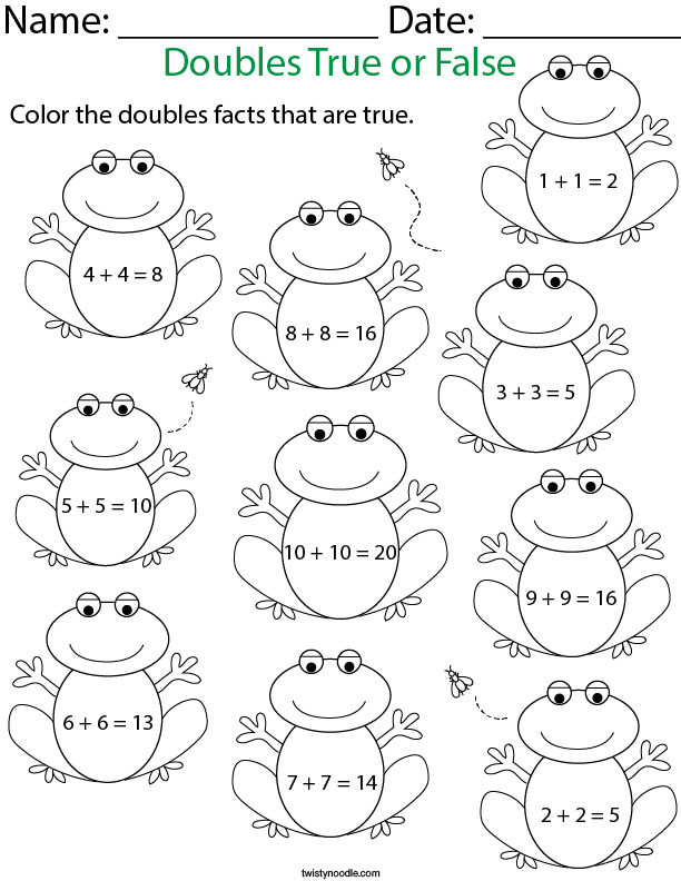 doubles math worksheet