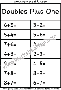 doubles plus one worksheet grade 2