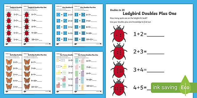Adding Doubles Plus One Worksheets (teacher made) - Twinkl