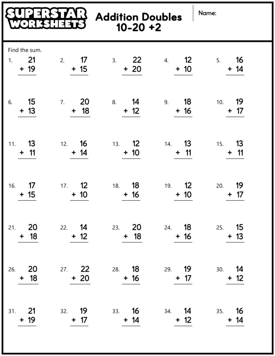 Double Plus One Worksheet Teach Starter Worksheets Library