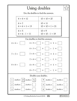Using doubles | 1st grade Math Worksheet | GreatSchools