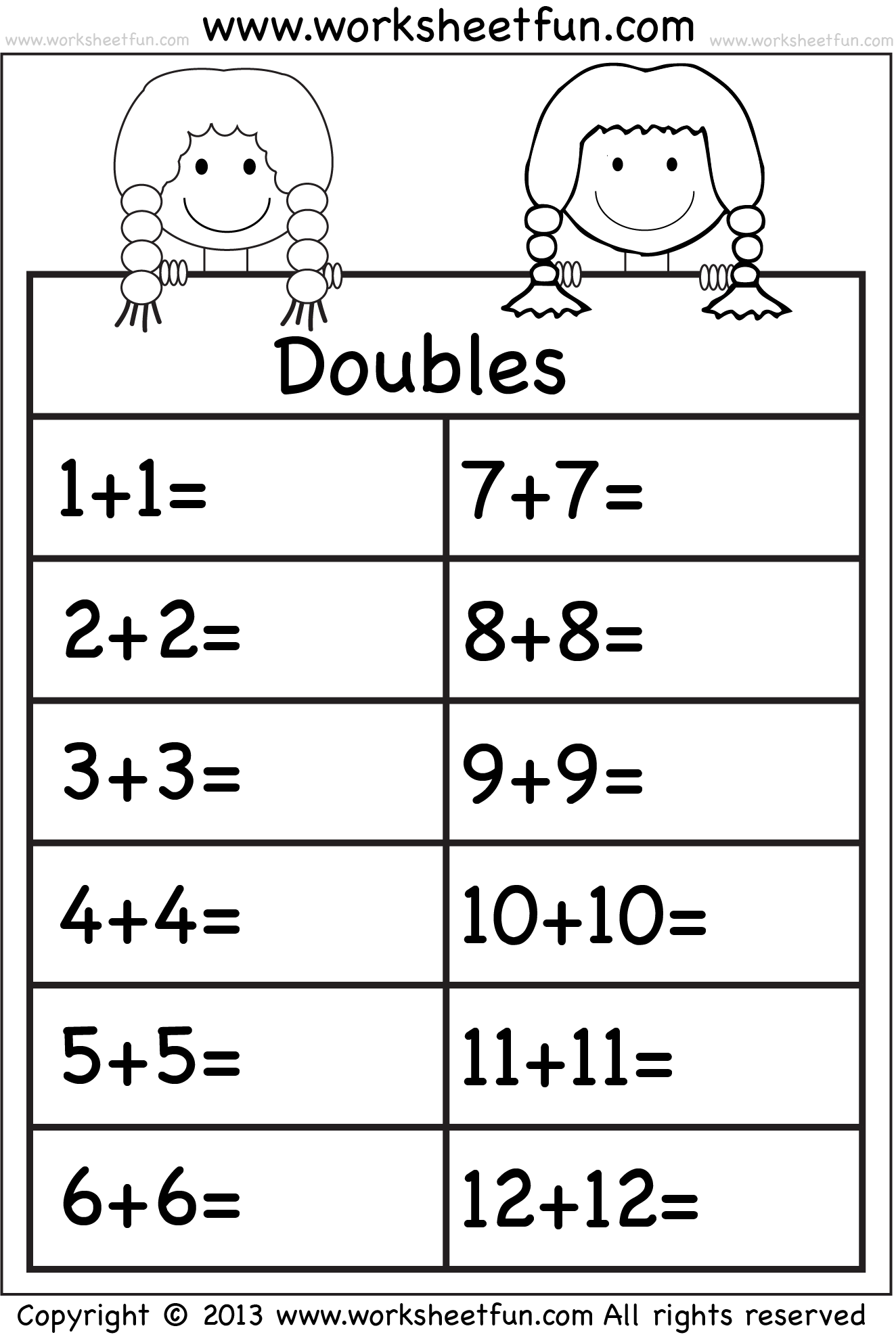 doubles worksheet grade 2