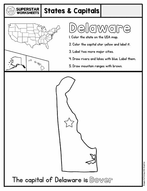 50 States &  Capitals Worksheets -Worksheets Library