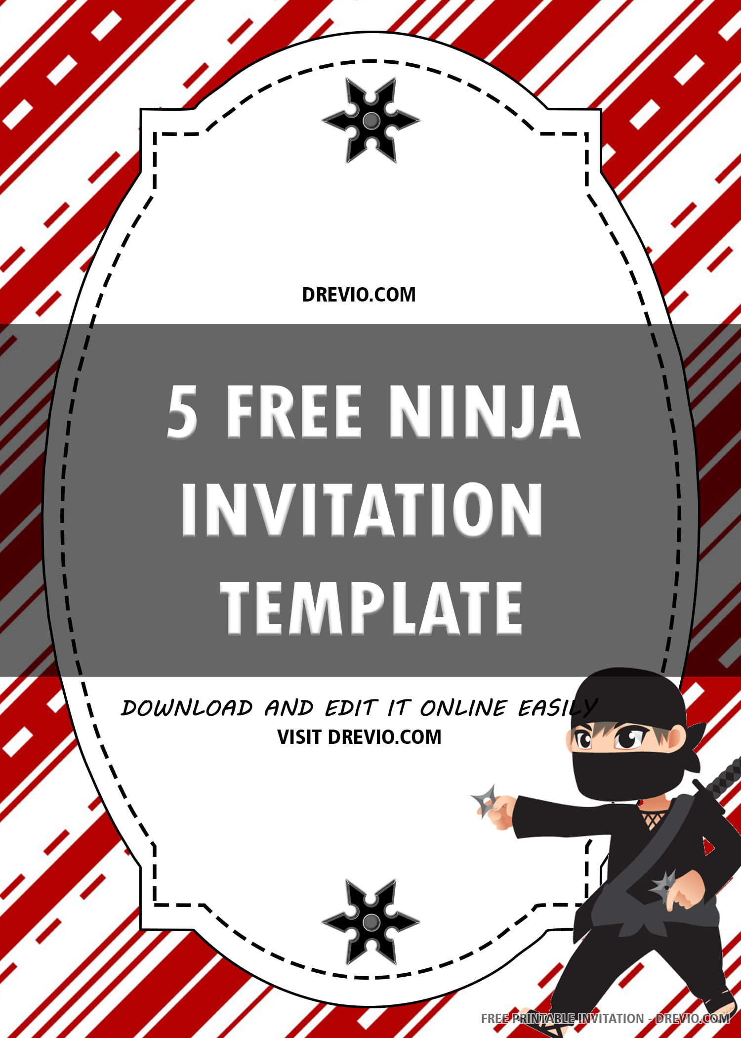 FREE PRINTABLE) - Ninja Birthday Invitation Template - Download ...