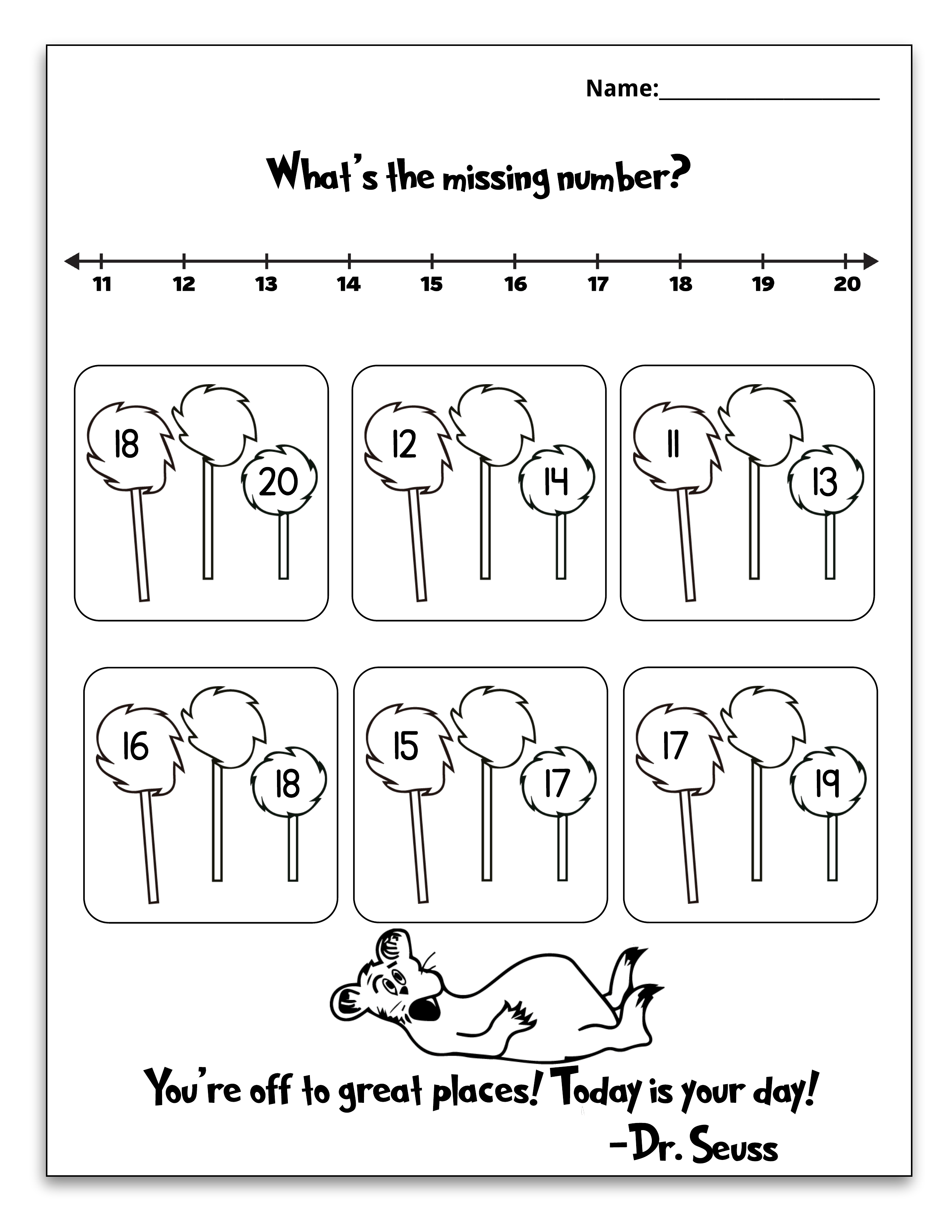 Free Dr. Seuss Printable Math Pack For Grades K-1st