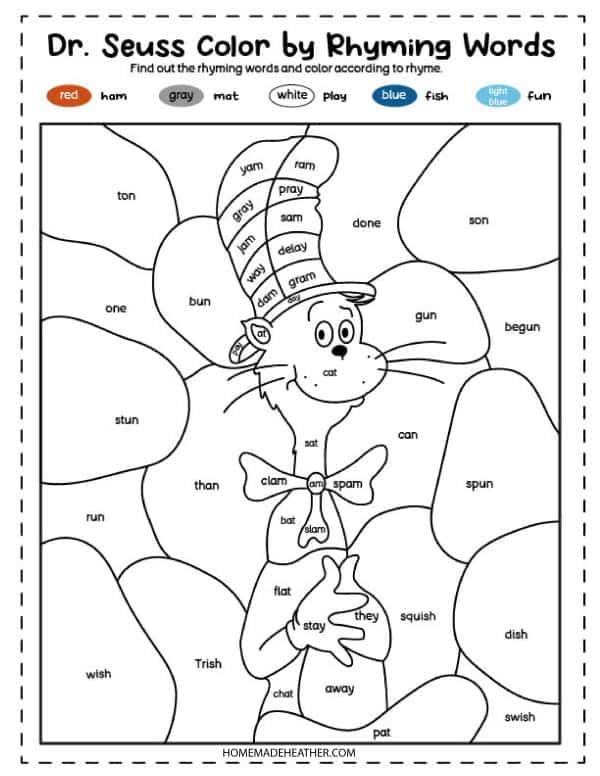 Dr. Seuss Rhyming Coloring Pages » Homemade Heather