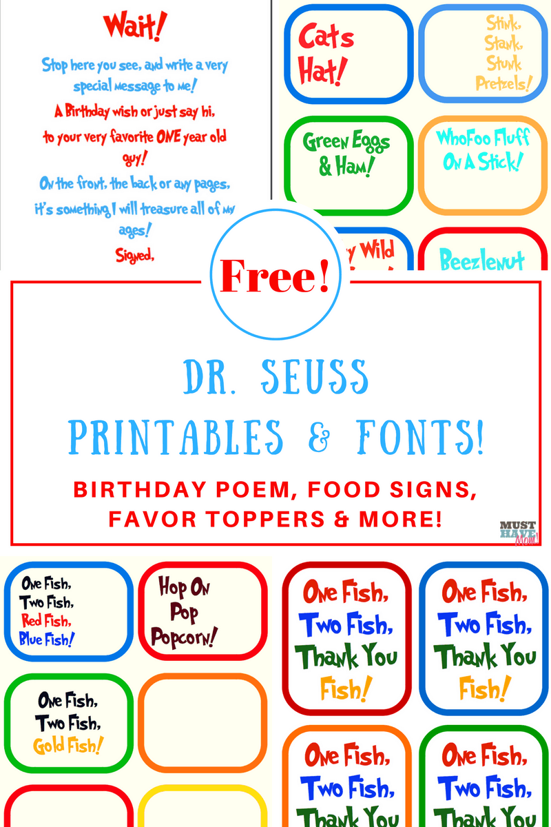 Free Dr. Seuss Printables &  Fonts!