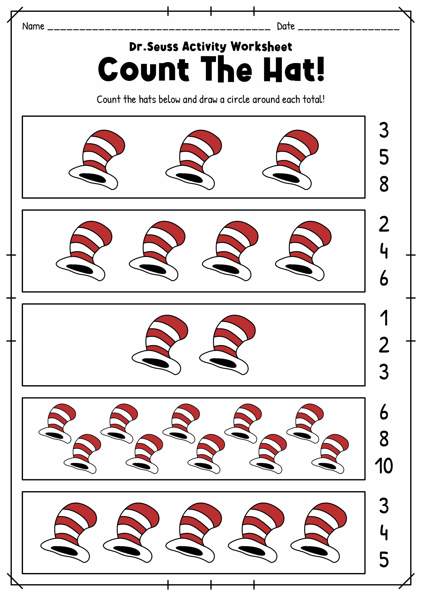 18 Dr. Seuss Worksheets For Preschool - Free PDF at worksheeto.com
