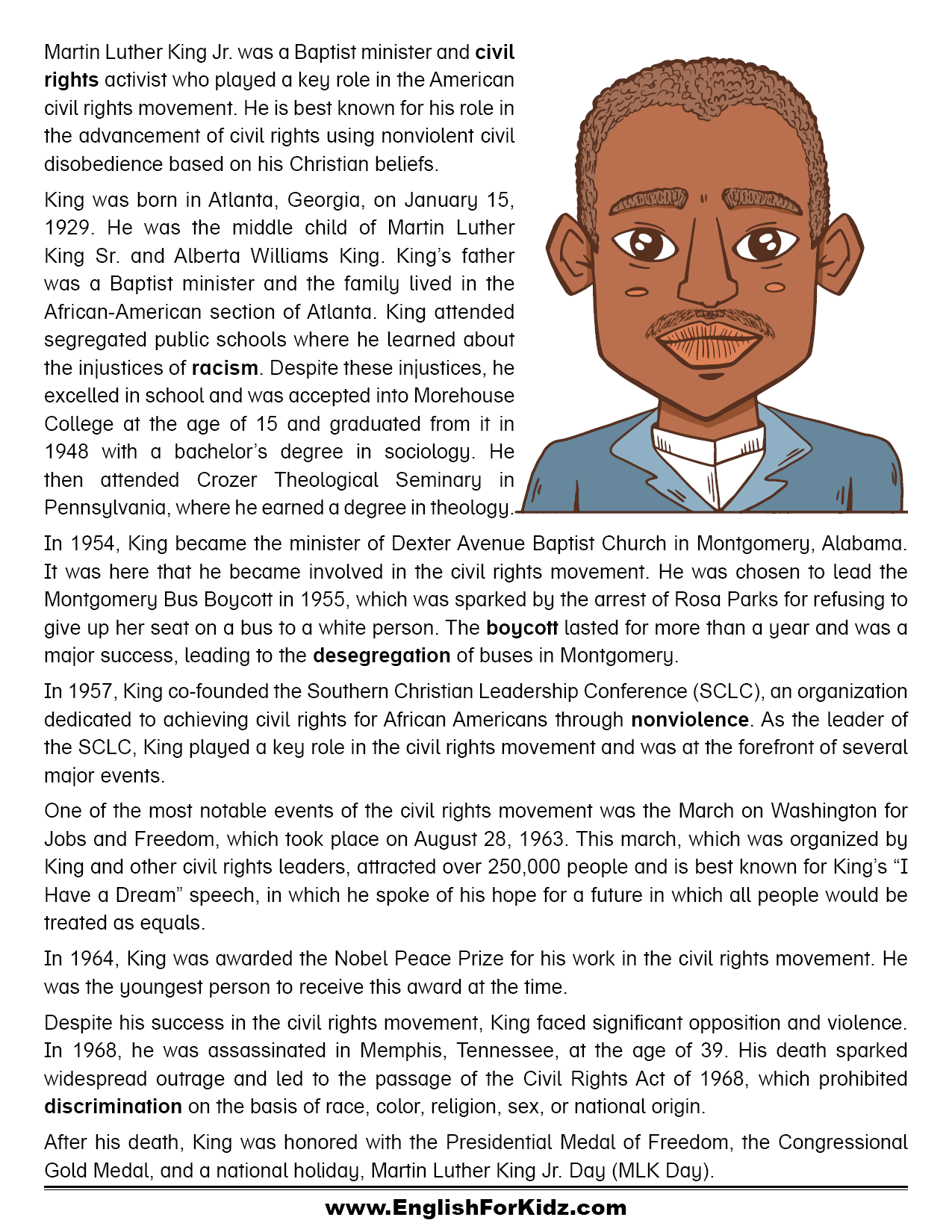 English for Kids Step by Step: Martin Luther King Jr. Day ...