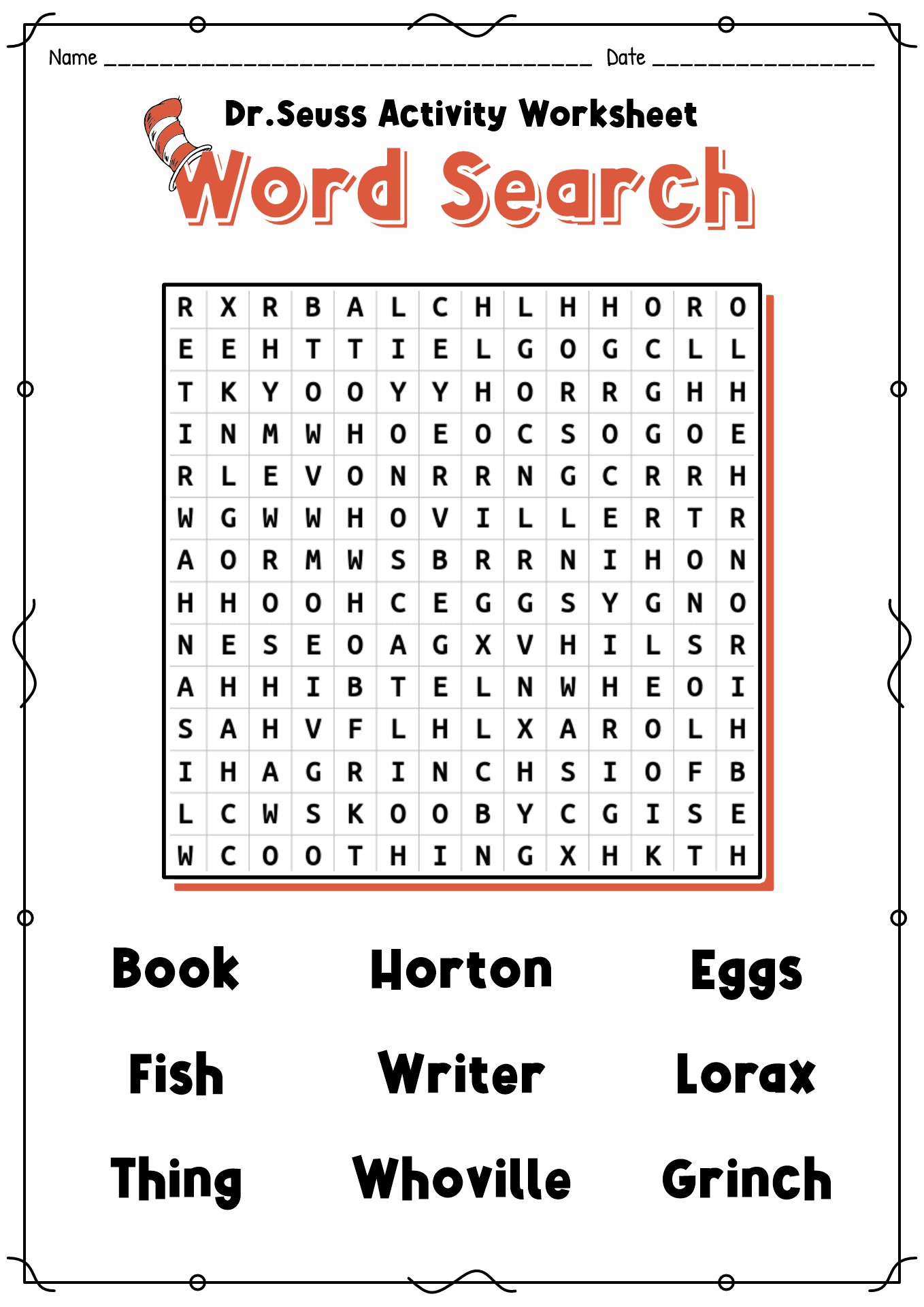 18 Dr. Seuss Worksheets For Preschool - Free PDF at worksheeto.com