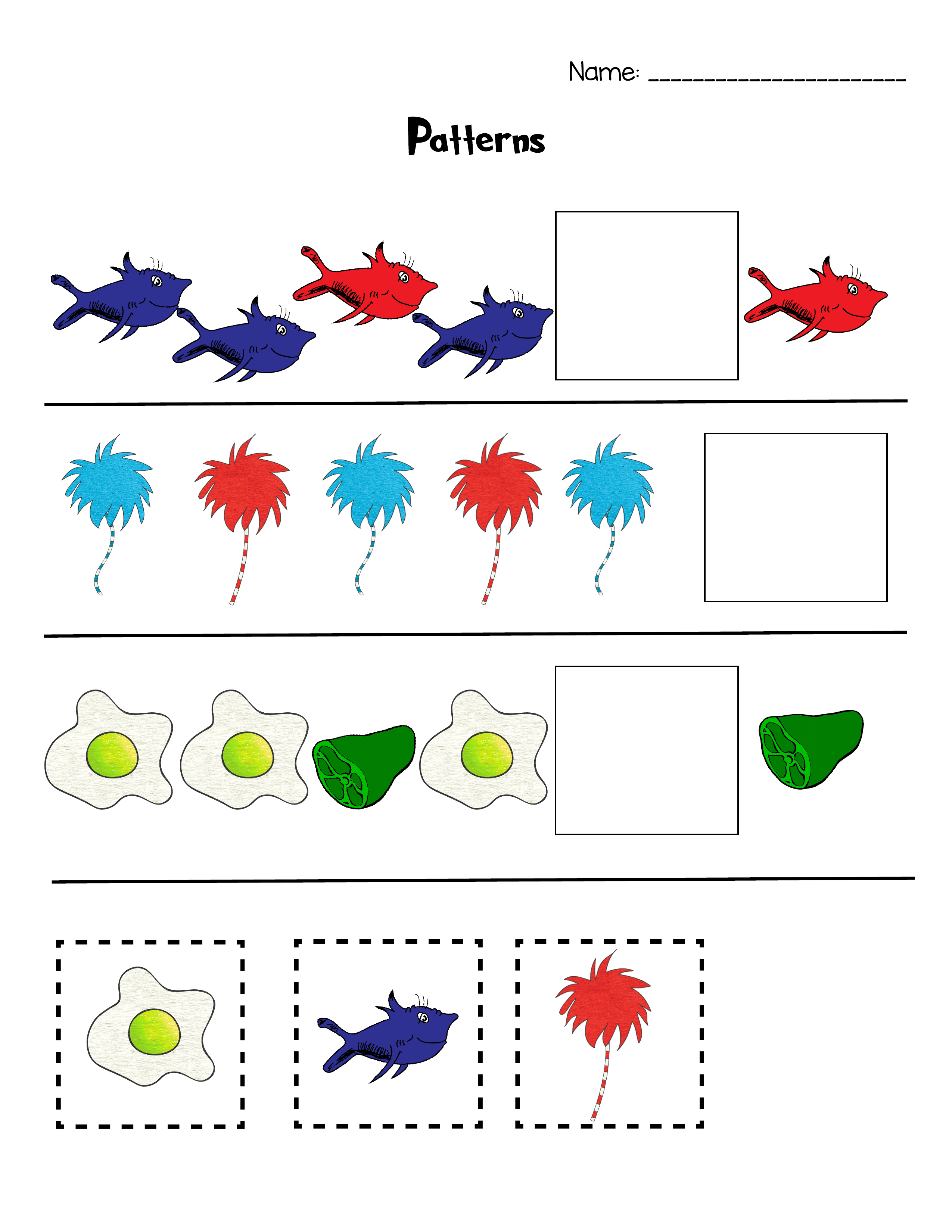 dr seuss kindergarten worksheet
