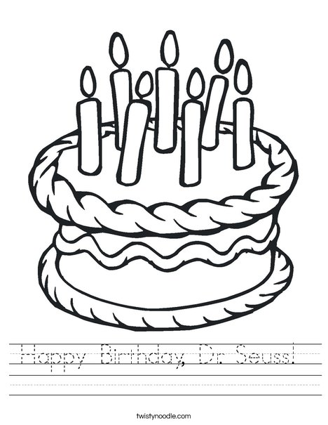 Happy Birthday, Dr Seuss Worksheet - Twisty Noodle