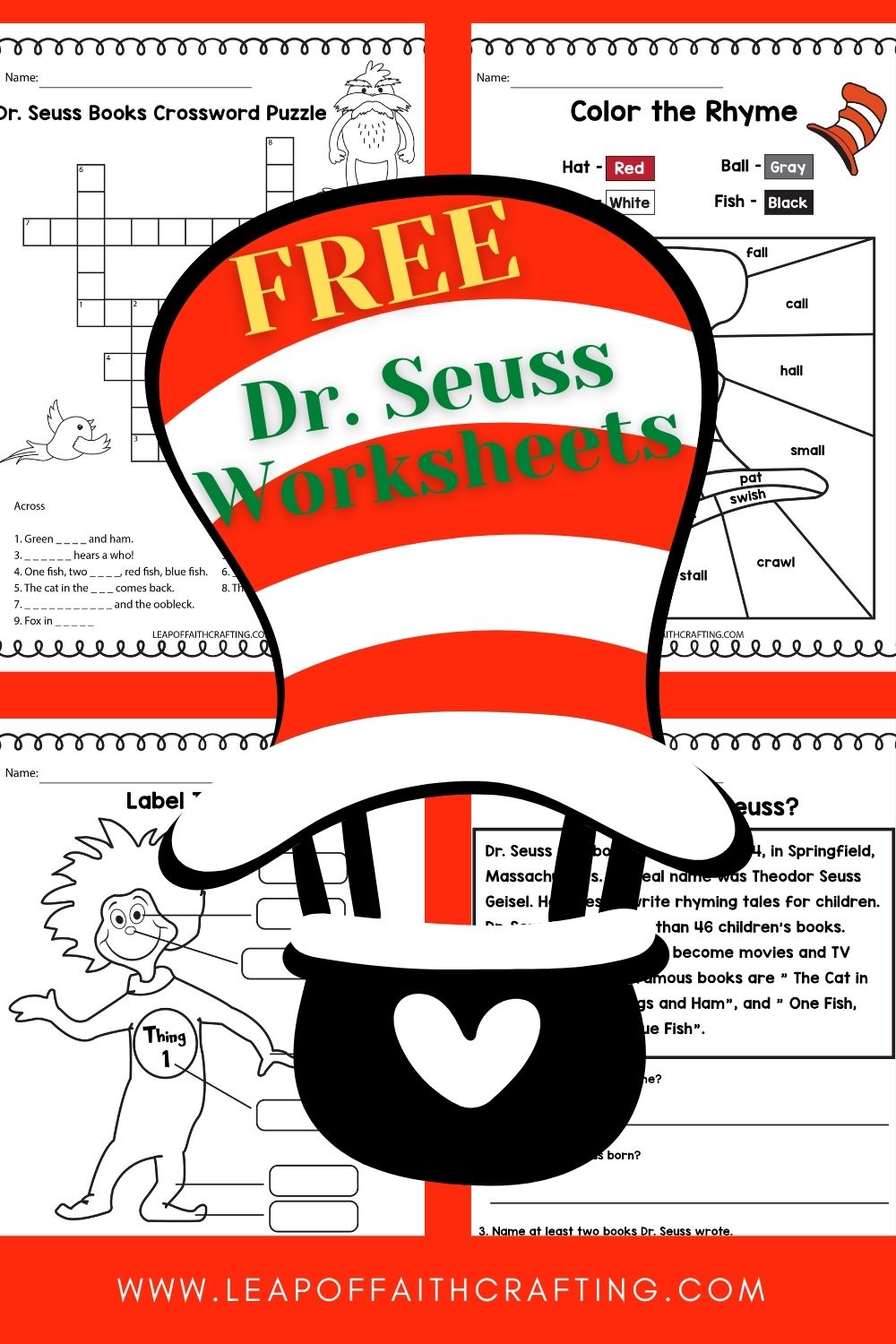 FREE Dr. Seuss Worksheets and Printables for Kids! - Leap of Faith ...