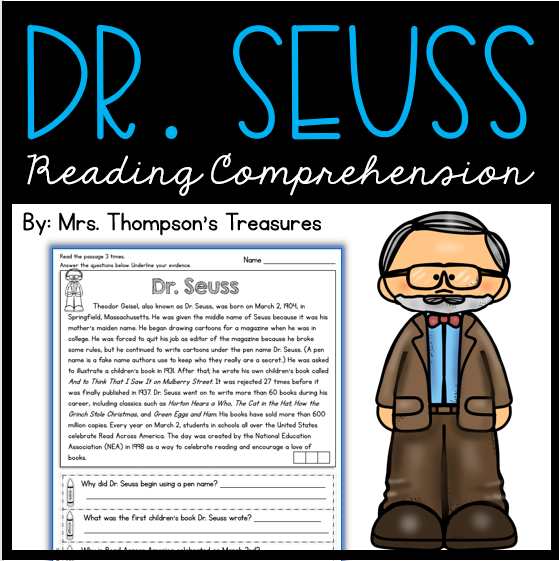 Dr. Seuss Reading Comprehension - Mrs. Thompsons Treasures