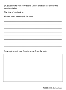 Dr. Seuss Book Report Worksheet for 1st - 3rd Grade | Lesson Planet