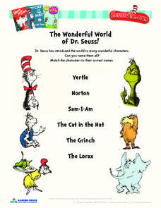 The Wonderful World of Dr. Seuss! Worksheet for Pre-K - 3rd Grade ...