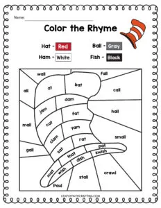 dr seuss worksheet kindergarten