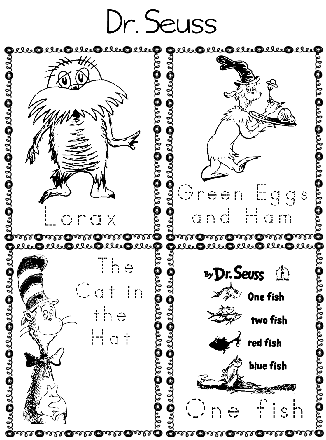 dr seuss worksheet kindergarten