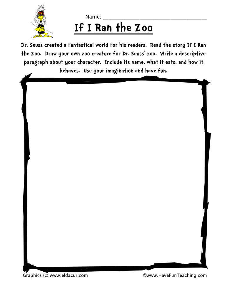 Dr. Seuss Creative Writing Worksheet  