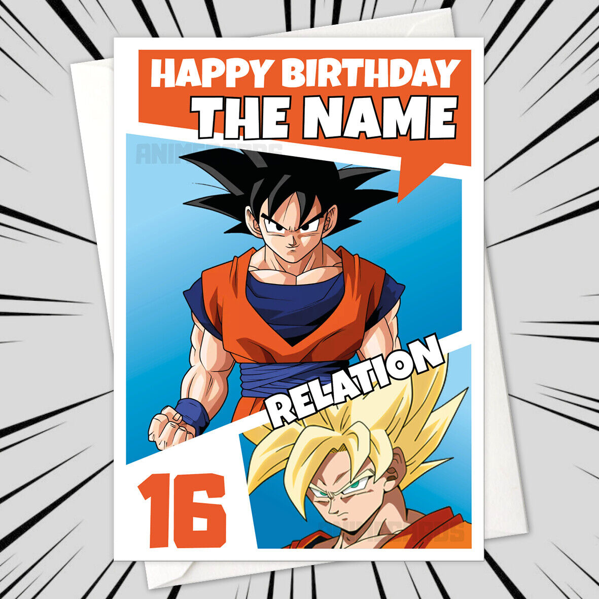 Personalised GOKU Birthday Card • personalized dragon ball z dbz saiyan ...