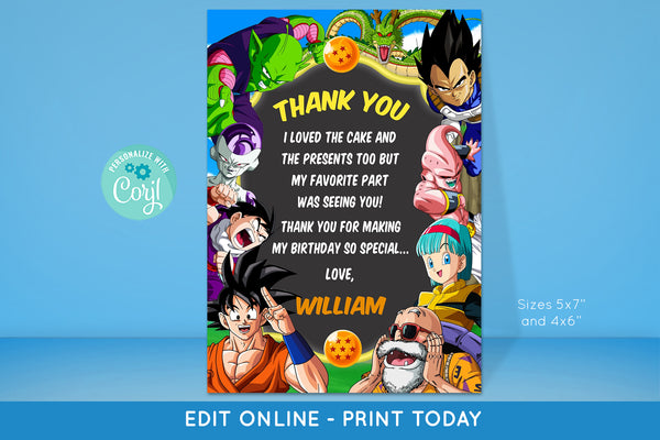 dragon ball z printable birthday cards