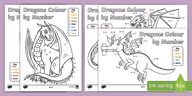 Colour by number dragon | Worksheet pack | Twinkl - Twinkl