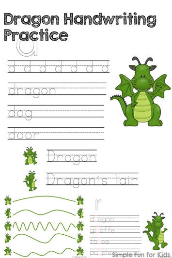 Dragon Handwriting Practice Printable - Simple Fun for Kids