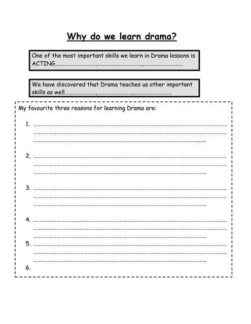 Why do we learn drama worksheet | PDF