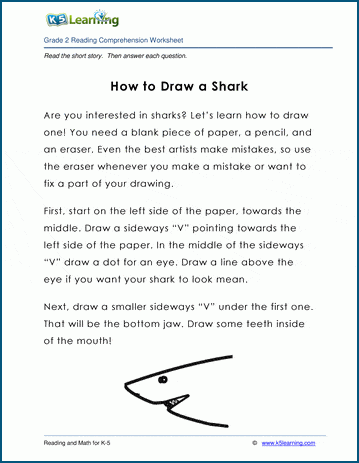 How to Draw a Shark - Grade 2 Childrens Story | Worsheets library