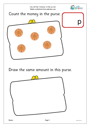 Money Maths Worksheets for Year 1 (age 5-6) - URBrainy.com