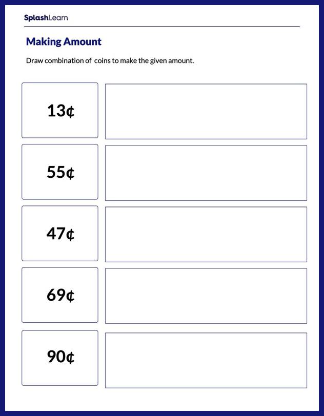 Counting Money Worksheets for 1st Graders Online - SplashLearn